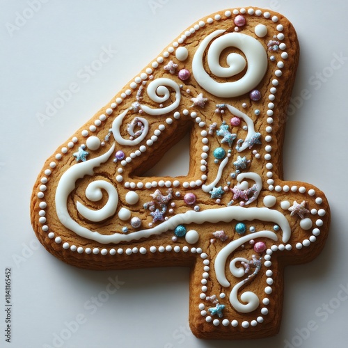 Delicious Decorated Gingerbread Cookie Number Four Sweet Treat