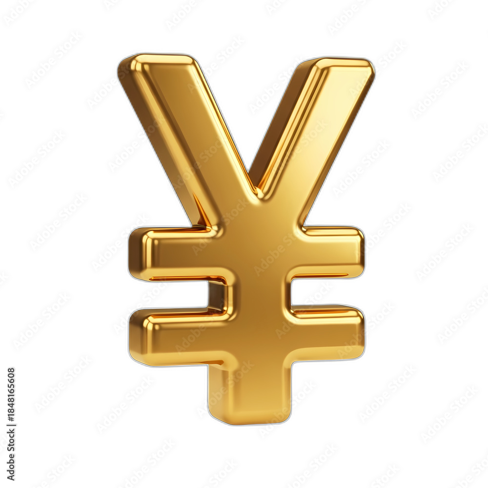 Fototapeta premium Golden 3D Yen Symbol Icon