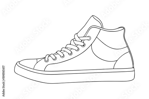 Retro Style High Top Sneaker Footwear Drawing