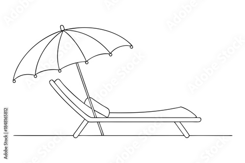 Relaxing Beach Sunbed and Parasol Summer Vacation