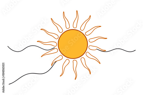 Stylized Shining Sun Minimalist Drawing
