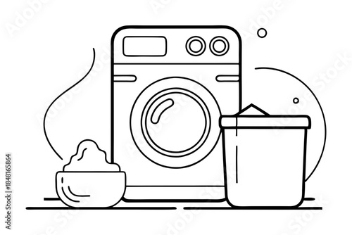 Laundry Day Washing Machine and Hamper Art