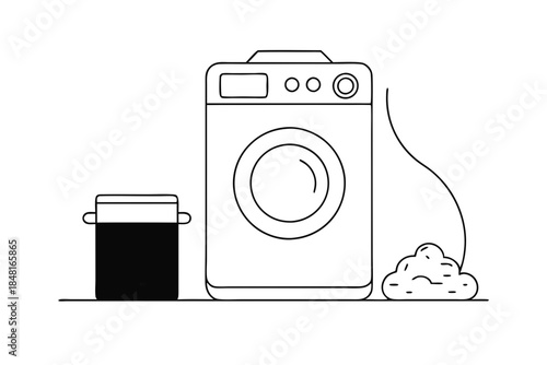 Home Appliance Washing Machine Line Drawing
