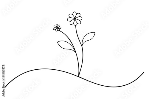 Handcrafted Wildflower Blossom Line Art