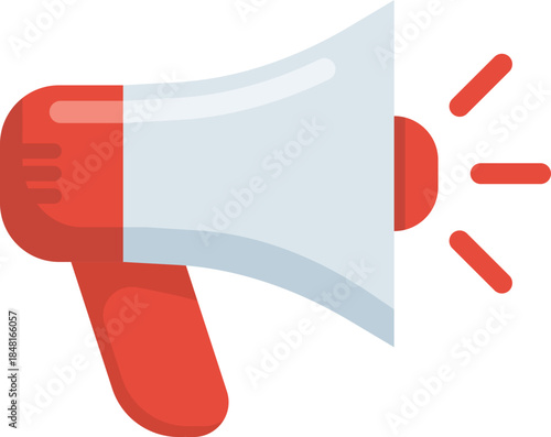 Red loudspeaker icon for announcements or alerts