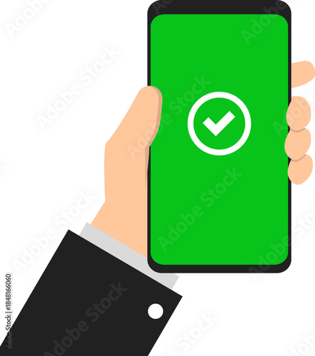 Mobile phone showing successful confirmation screen