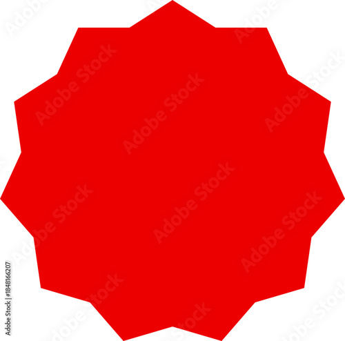 Twelve-point rounded red shape icon