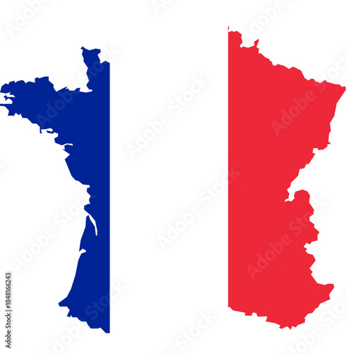 Map of France with flag color silhouette