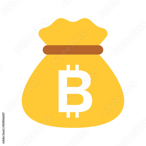 デジタル通貨を表す黄色のマネーバッグアイコン /Digital Currency Money Bag Icon