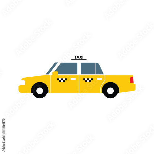 Bright yellow taxi on road Vector