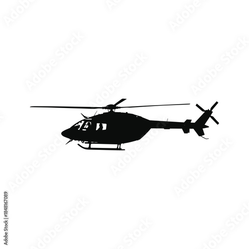 Military helicopter in flight Vector