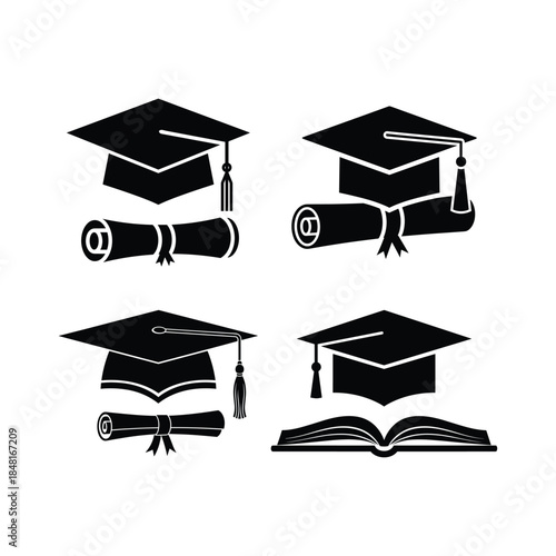 Graduation symbols isolated on white background, Vector, illustration