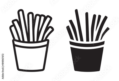 French-Fries Icon Set Vector Illustration for Fast Food, Snack, and Restaurant Design
