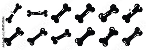 set of bone disease silhouette icon vector illustration isolated on white background