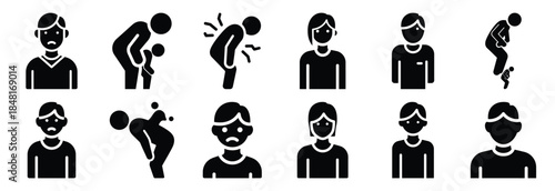 set of relapse illness silhouette icon vector illustration isolated on white background