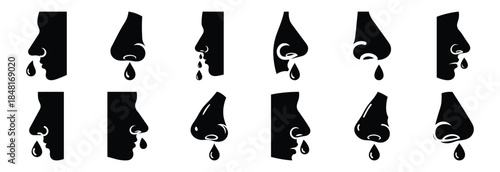 set of runny nose silhouette icon vector illustration isolated on white background