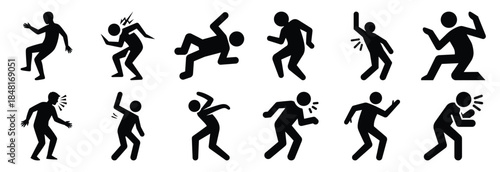 set of seizure silhouette icon vector illustration isolated on white background