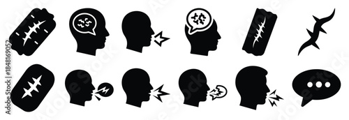 set of scar silhouette icon vector illustration isolated on white background