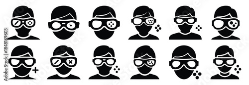 set of vision loss silhouette icon vector illustration isolated on white background