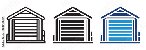 Garage Icon Set Vector Illustration for Automotive, Parking, and Building Design