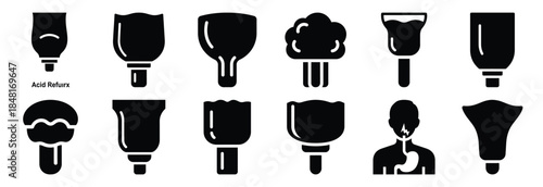 set of acid reflux silhouette icon vector illustration isolated on white background