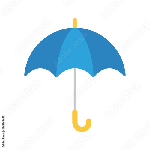 Blue umbrella with yellow handle Vector