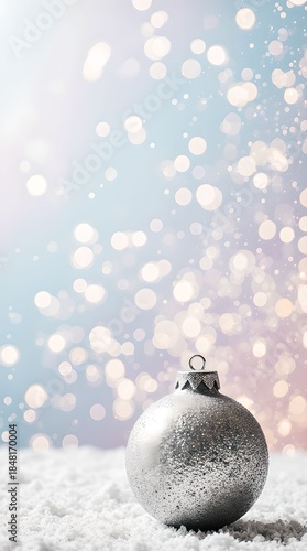 New Year banner with New Year decor on a blurred background, bokeh effect.