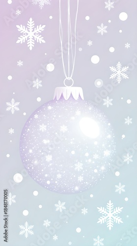 A bright decoration against a shining Christmas tree with bokeh background