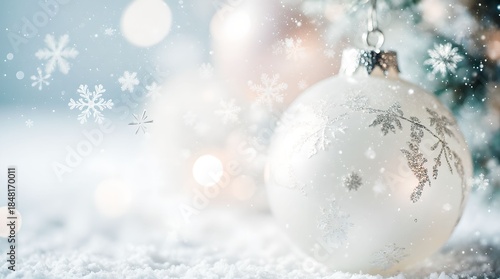 New Year banner with New Year decor on a blurred background, bokeh effect.