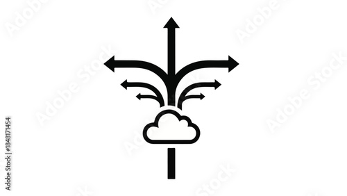 Weather forecast symbol with arrows and cloud, meteorology icon, climate change illustration, weather direction signs