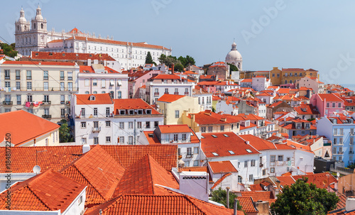 Wallpaper Mural A vibrant panorama of white and pastel buildings with red tile rooftops Torontodigital.ca
