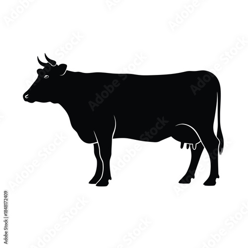 Black silhouette of a cow standing sideways