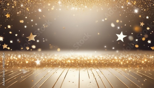 sequin floor white gold falling particles frame glitter star confetti background