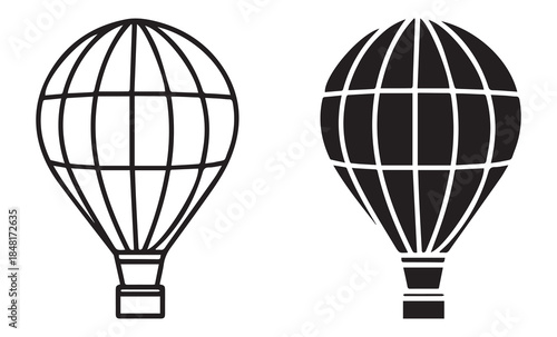 Hot Air Balloon Icon Vector Illustration in Minimal, Flat, and Stroke Style for Travel and Adventure Design