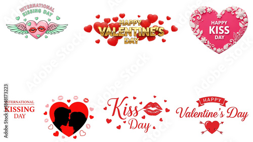 Valentine's day and kiss day greeting card design elements