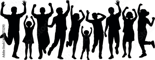 Happy Group Jumping Silhouettes