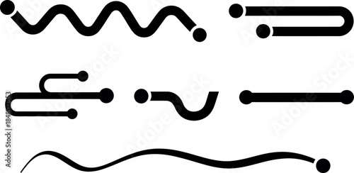 Set of abstract black electronic circuit icons