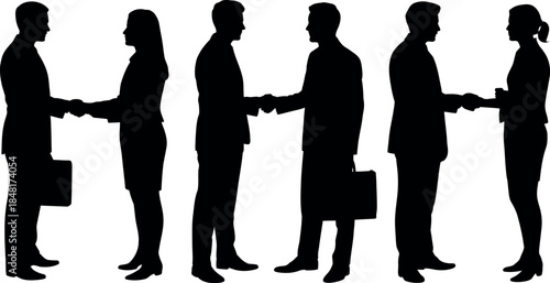 silhouettes of business people shaking hands