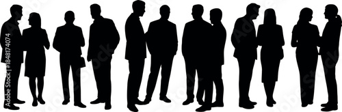 Silhouettes of business people standing in various poses
