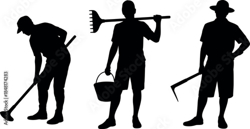 Silhouettes of Farmers Working