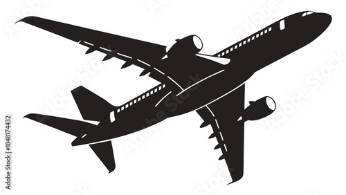Airplane Silhouette Illustration Modern Jet Airliner Travel Transportation
