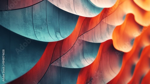 Contemporary architecture with wave-like lines and contrasting colours will accentuate design projects or presentations as a backdrop.