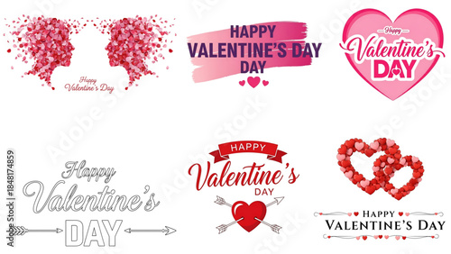 Beautiful valentine's day greeting card designs and heart shape elements