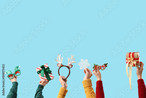 Many female hands with Chri...