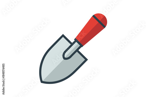 A trowel is depicted in a simple illustration style against a plain white background