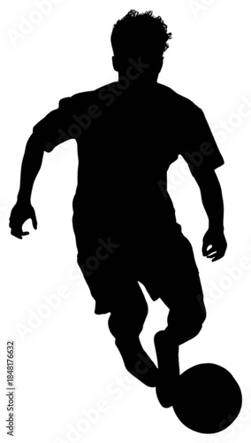 Young athlete skillfully dribbles a soccer ball during practice.