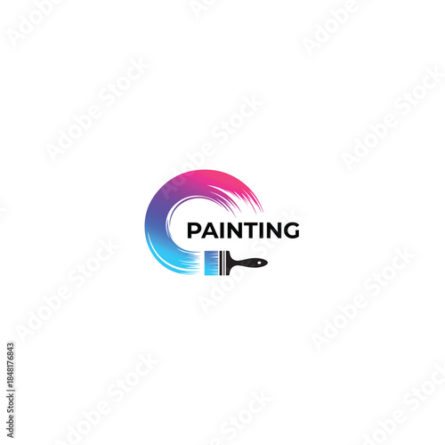 Modern Colorful Painting Brush Logo Design