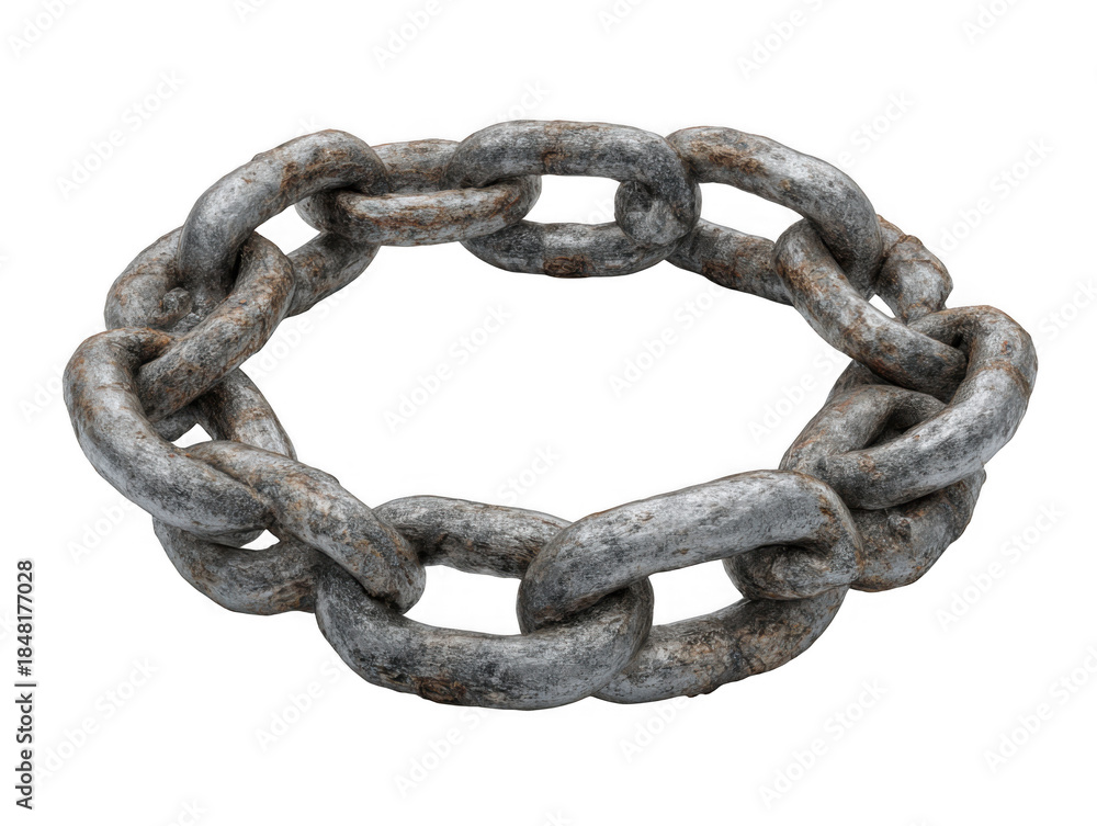Fototapeta premium A weathered metal chain isolated on transparent background