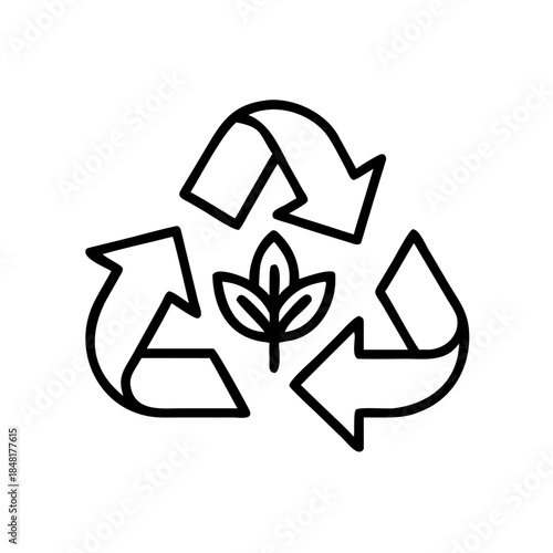 Recycling symbol with leaves representing eco-friendly concept  