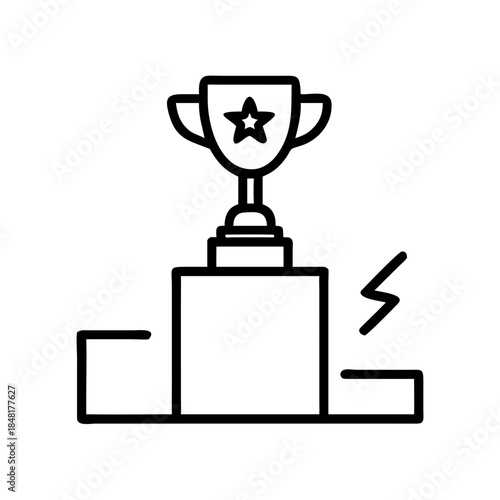 Trophy on pedestal symbolizing achievement and success concept  